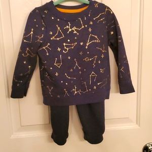 18M Navy Blue Metallic Gold Constellation Space Star Zodiac Jogger Sweatsuit